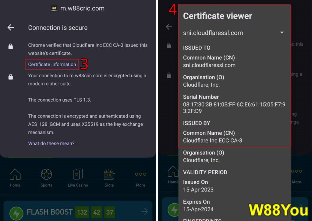 w88 security legal certificate check step 2 in malaysia browser