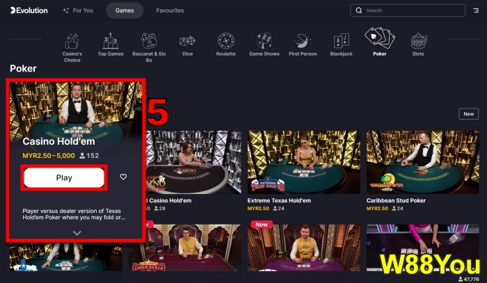 w88you w88 poker bet guide explained with tutorial and rules step 2