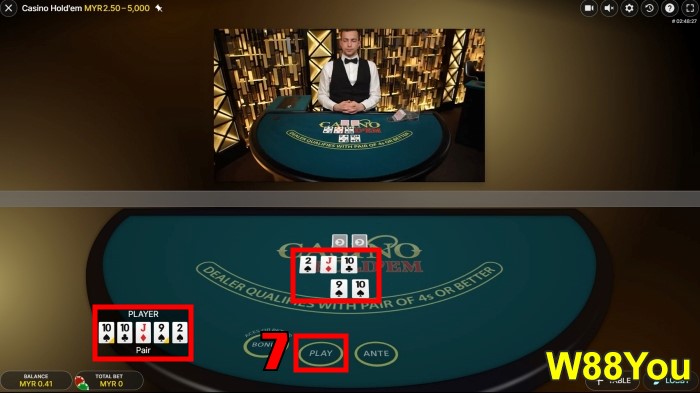 w88you w88 poker bet guide explained with tutorial and rules step 4